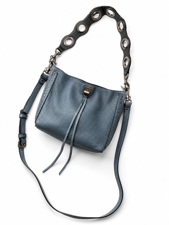 Rebecca Minkoff Handbags - Rebecca Minkoff purse, Crossbody, Blue Pebbled Leather Studded Shoulder Bag